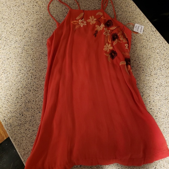 Free People NWT SZ S Embroidered Orange Dress - Picture 4 of 8
